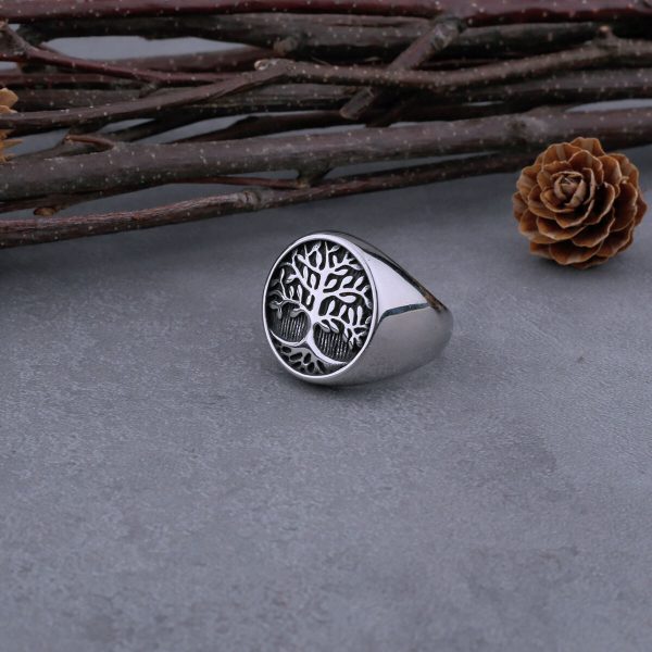 Viking Tree of Life Printed Stainless Steel Ring for Men and Women Fashion High Quality Amulet