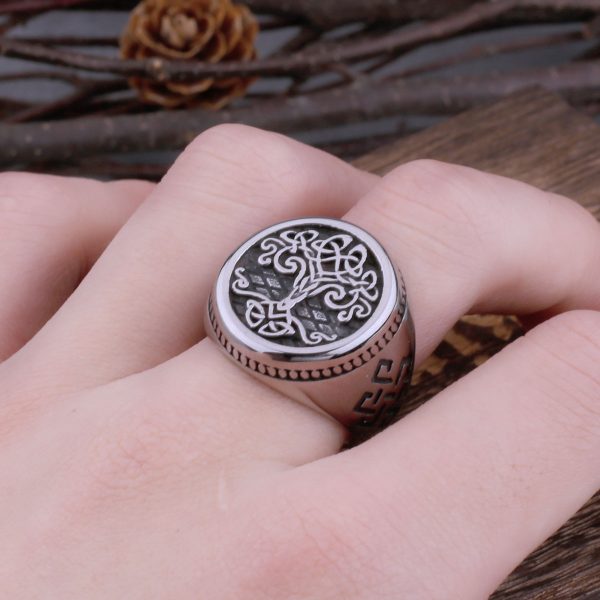 Viking Tree of Life Yggdrasils Stainless Steel Ring Norse Mythology Men s Fashion Amulet Ring with