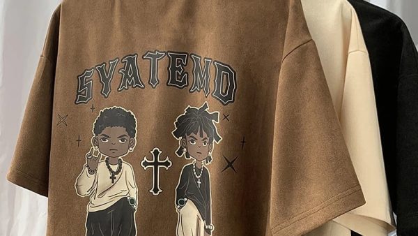 Vintage Brown T Shirt Gothic Graphic Print Casual Oversized Men s Streetwear Top Y2k Clothes Harajuku