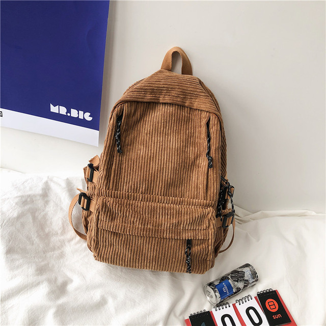 Vintage Corduroy Anti Theft Backpack Fashion Women Backpack Pure Color Cute School Bag for Teenage Girls 11.jpg 640x640 11