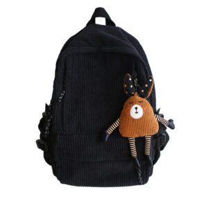 Vintage Corduroy Anti Theft Backpack Fashion Women Backpack Pure Color Cute School Bag for Teenage Girls 6.jpg 640x640 6