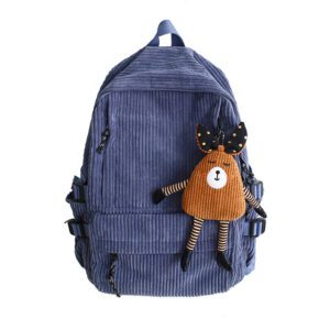 Vintage Corduroy Anti Theft Backpack Fashion Women Backpack Pure Color Cute School Bag for Teenage Girls 7.jpg 640x640 7