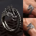 Vintage Dragon Adjustable Rings for Men Retro Gothic