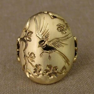 Vintage Massive Bird Flower Rings for Women Yellow Gold Color Engagement Promise Ring Fashion Women s