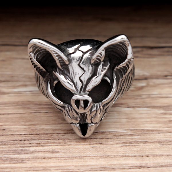 Vintage Men s Biker Bat Skull Ring Gothic Stainless Steel Rings for Women Animal Skeleton Hiphop