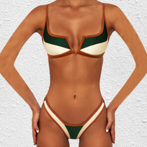 Vintage Retro Bikini Patchwork Swimsuit Thong Brazilian Sexy Swimwear Female 2021 New Summer Micro V bar