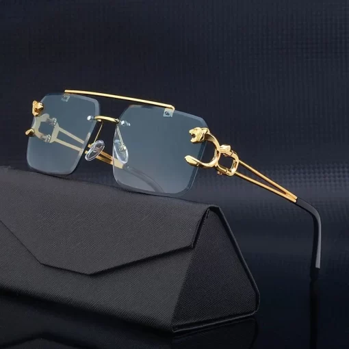 Vintage Rimless Sunglasses for Men Steampunk Sunglasses Retro Women Punk Fashion Glasses Retro Shades Gafas De