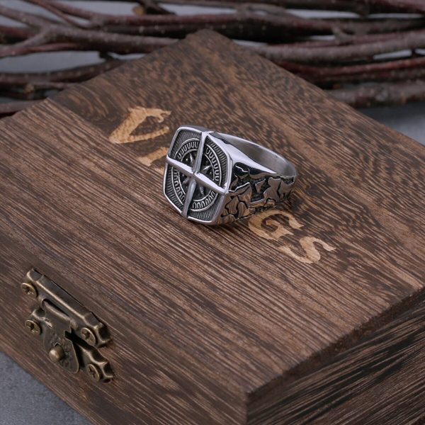 Vintage Viking Compass Ring Men s L Stainless Steel Men s Ring Hip Hop Motorcycle Ring