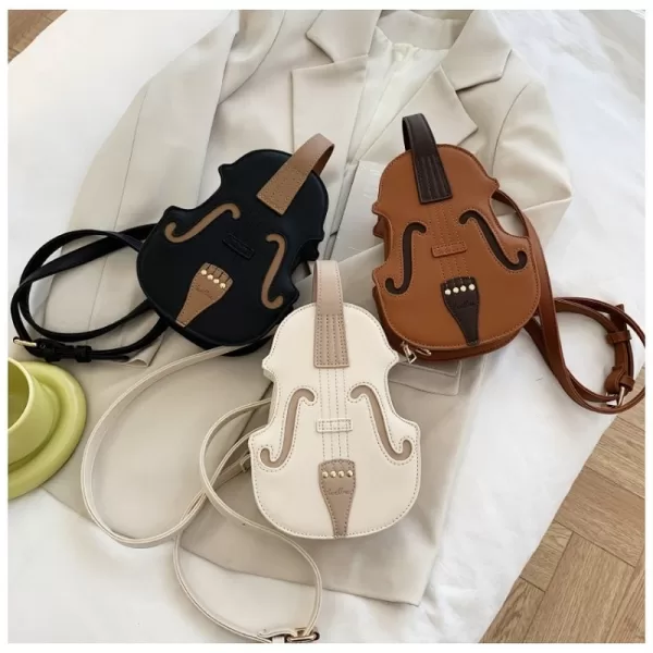 Violin Shape PU Leather Small Backpacks For Women Creative Violin Female Crossbody Bag Sewing Thread Ladies 4 jpg