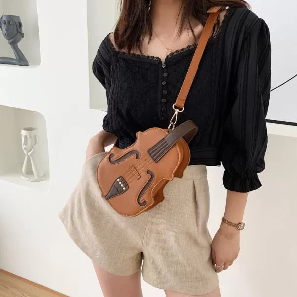 Violin Shape PU Leather Small Backpacks For Women Creative Violin Female Crossbody Bag Sewing Thread Ladies 5 jpg