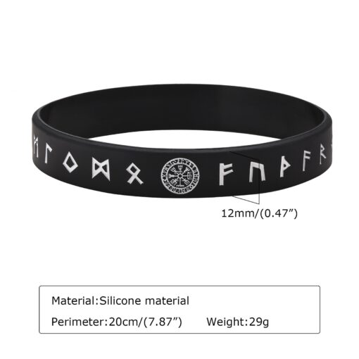 Vnox 12mm Silicone Bracelet for Men Soft Rubber Silicone Wristband Nordic Viking Compass Rune Almut Bangle 4