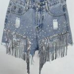 Waist Beads Tassel Women s Denim Shorts Summer