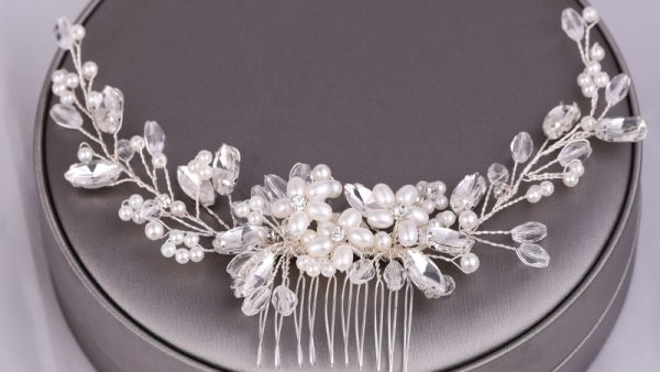 Wedding Hair Comb Pearl Hair Pins and Clips for Women Bride Rhinestone Headdress Bridal Hair Jewelry