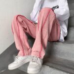 White Black Pink Jeans Men Fashion Casual Baggy