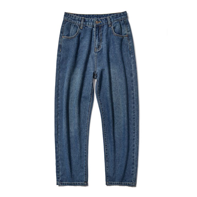 Wide legs Jeans Men Fashion Retro Solid Color Casual Straight Jean Pants Mens Streetwear Hip Hop 5
