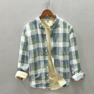 Winter Fashion Fleece Lined Warm Thick Classical Palid Shirts Male Long Sleeve Lapel Cotton Casual Retro 1.jpg 640x640 1