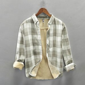 Winter Fashion Fleece Lined Warm Thick Classical Palid Shirts Male Long Sleeve Lapel Cotton Casual Retro 2.jpg 640x640 2