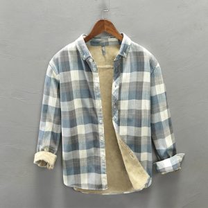 Winter Fashion Fleece Lined Warm Thick Classical Palid Shirts Male Long Sleeve Lapel Cotton Casual Retro.jpg 640x640