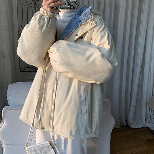 Winter Thick Lamb Fur Jacket Men Warm Fashion Hooded Coat Men Korean Loose Oversized Short Coat 3
