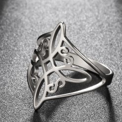 Witch Knot Stainless Steel Ring Wiccan Cross Celtics Knot Women Rings Witchcraft Good Luck Protection Amulet