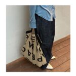 Women Bag Korean PEACH BASKETMARK Canvas Bucket Letter