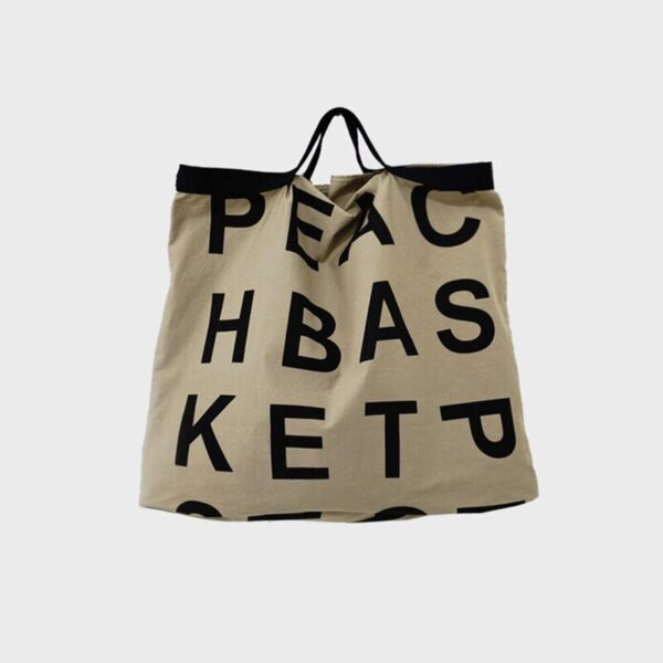 Women Bag Korean PEACH BASKETMARKRT Canvas Bucket Letter Fashion Soft Handbag High Capacity Luxury Bags Euro 3