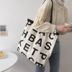 Women Bag Korean PEACH BASKETMARKRT Canvas Bucket Letter Fashion Soft Handbag High Capacity Luxury Bags Euro 3.jpg 640x640 3