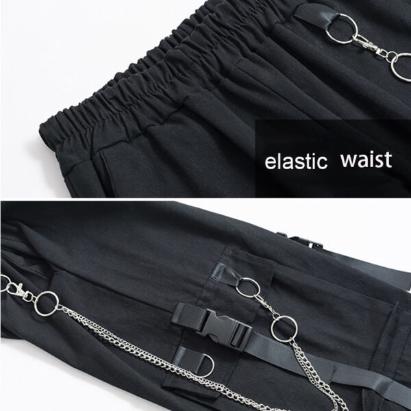 Women Cargo Pants 2021 Harem Pants Fashion Punk Pockets Jogger Trousers With Chain Harajuku Elastics High 4
