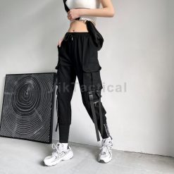 Women Cargo Pants Harem Pants Fashion Punk Pockets Jogger Trousers With Chain Harajuku Elastics High jpg x