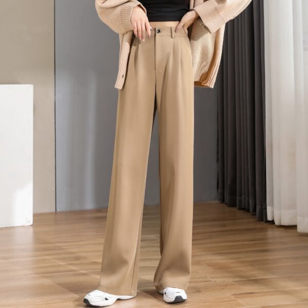 Women Chic Office Wear Straight Pants Vintage High Ladies Trousers Baggy Korean 2022 Spring Summer Autumn 3