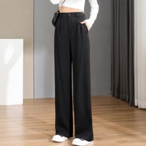 Women Chic Office Wear Straight Pants Vintage High Ladies Trousers Baggy Korean 2022 Spring Summer Autumn