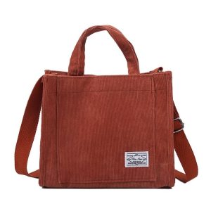 Women Corduroy Zipper Shoulder Bag Small Cotton Canvas Handbag Casual Tote Female Eco Crossbody Bag Vintage 10