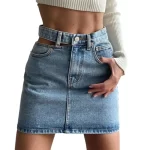 Women Fashion New Split High Waist Denim Skirt