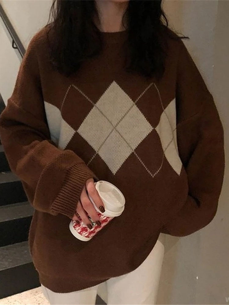Women Knitted Sweater Fashion Oversized Pullovers Ladies Winter Loose Sweater Korean College Style Women Jumper Sueter 1