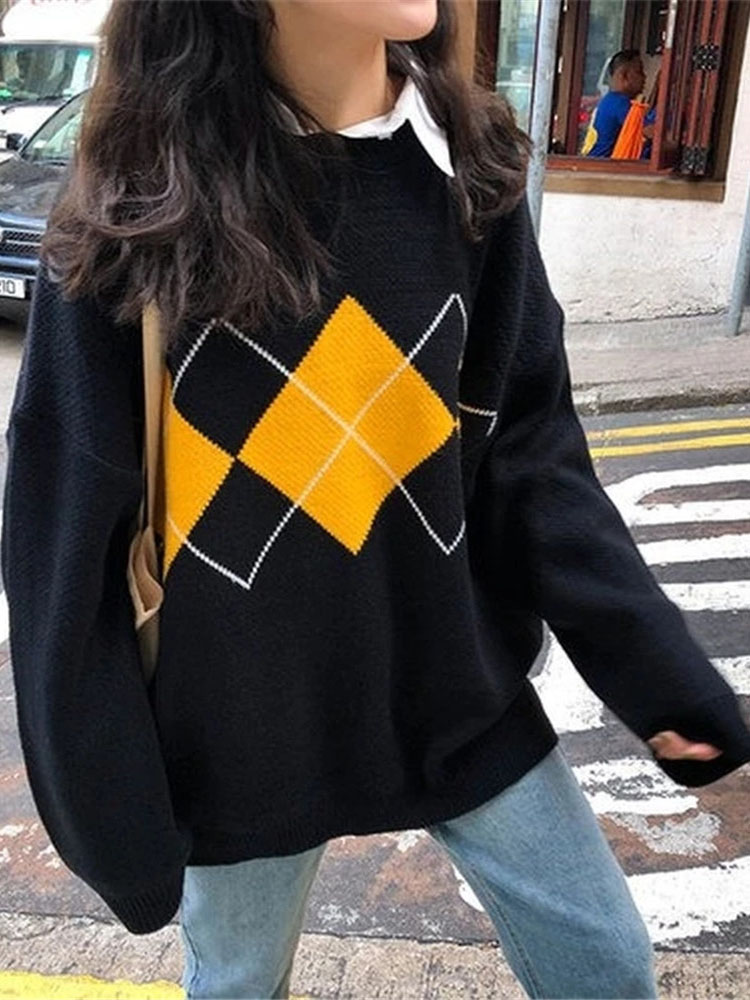 Women Knitted Sweater Fashion Oversized Pullovers Ladies Winter Loose Sweater Korean College Style Women Jumper Sueter 3