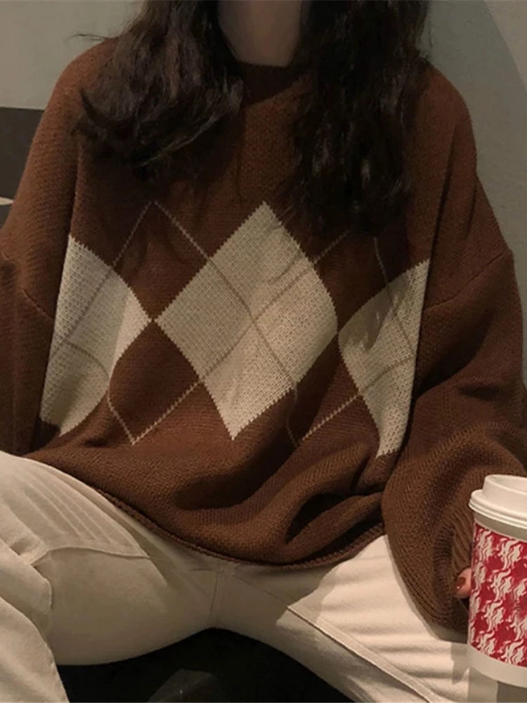 Women Knitted Sweater Fashion Oversized Pullovers Ladies Winter Loose Sweater Korean College Style Women Jumper Sueter
