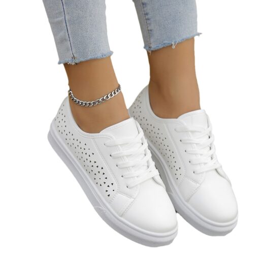 Women Shoes 2024 Comfort Breathable White Shoes Non Slip Lace Up Sneakers Women Fashion Mesh Casual 4