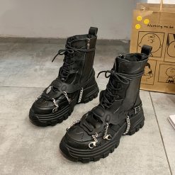 Women Shoes Platform Boots Punk Gothic for Women Boots Combat Ladies Black Metal Button Woman Motorcycle.jpg 640x640