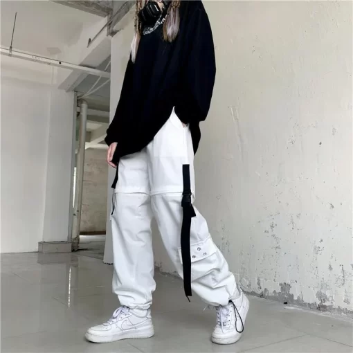 Women Spring And Summer Removable Cargo Pants Korea Style High waist Lanyard Trousers Women s Narrow 1