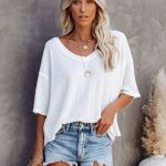 Women Summer Casual Solid Short Sleeve T Shirt