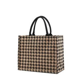 Women Summer Luxury Jute Handbags for Beach Vintage Swallow Gird Printing Shoulder Bags Daily Use Female 3.jpg 640x640 3