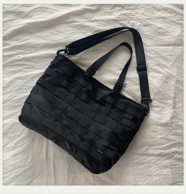 Women Tote Bag Nylon Fashion Unisex Solid Soft Shoulder Bags High Capacity Weave Handbag Simple Japan 4