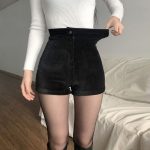 Women s Black Goth Pants Shorts High Waist