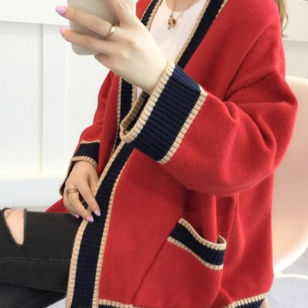Women s Cardigan Knitted Korean Fashion Stripe Wool Sweater for Women Winter Long Sleeve V neck 4.jpg 640x640 4
