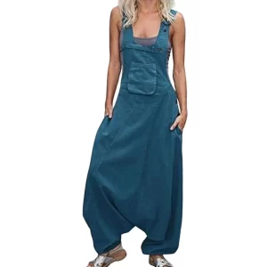 Women s Halter Jumpsuit Sleeveless Harem Pants Side Pocket Loose Workwear Long Jumpsuits Casual Cloth Female