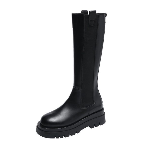 Women s High Boots Fashion Woman Non slip Waterproof Winter Zipper PU Leather Knee High Boots 2