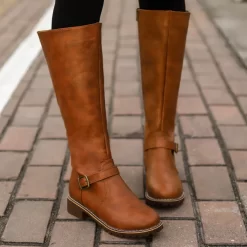 Platform Long Boots - Brown