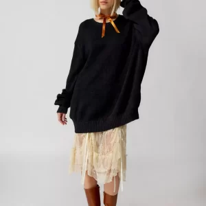 Women s Rib Knit Pullover Loose Dresses Autumn Winter Warm Fashion Crewneck Long Sleeve Mini Sweater 1