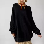 Women s Rib Knit Pullover Loose Dresses Autumn