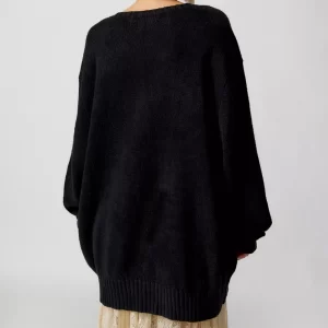 Women s Rib Knit Pullover Loose Dresses Autumn Winter Warm Fashion Crewneck Long Sleeve Mini Sweater 3